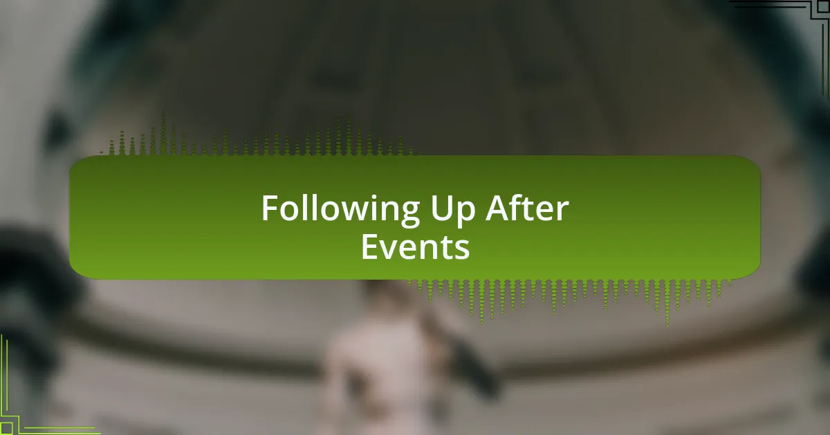 Following Up After Events