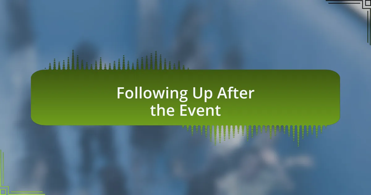 Following Up After the Event