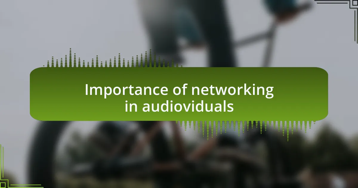 Importance of networking in audioviduals