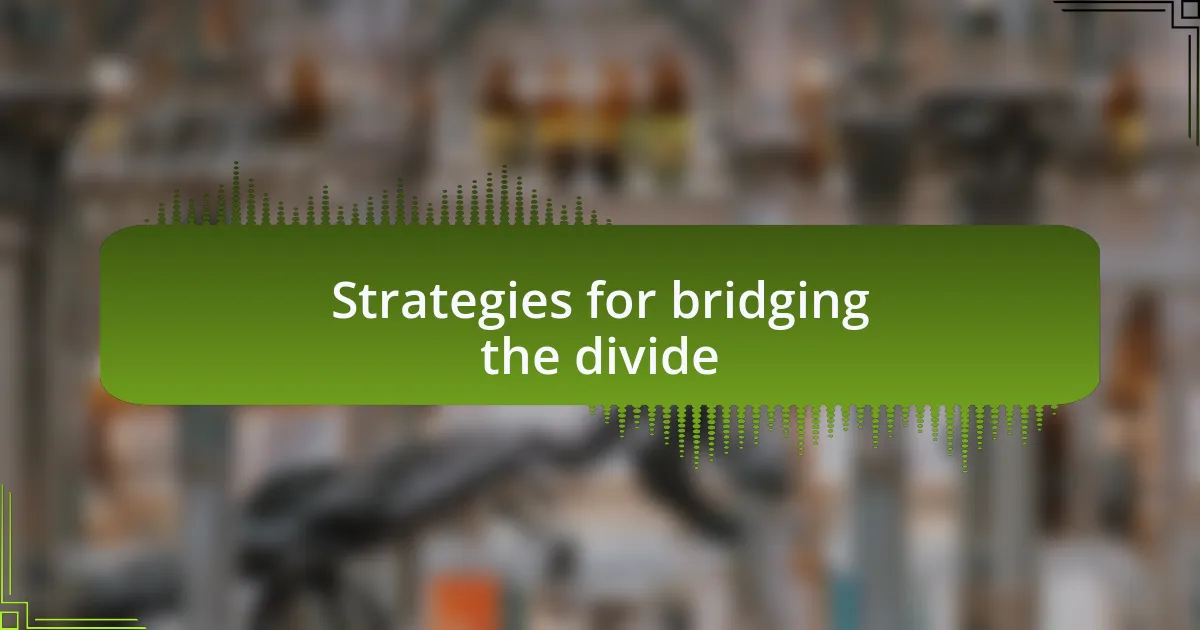 Strategies for bridging the divide